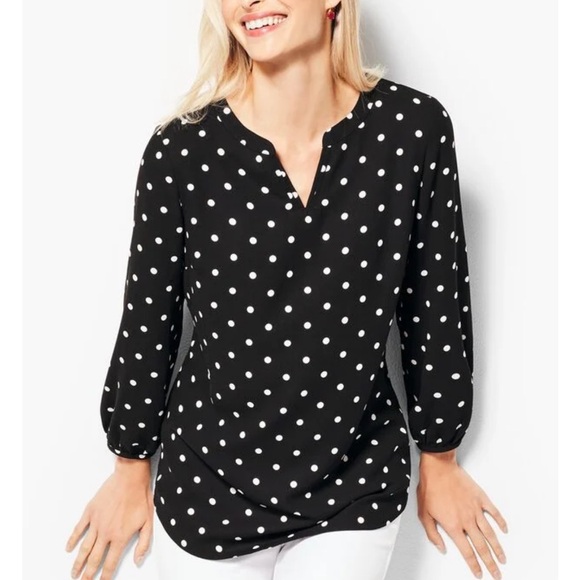 Talbots Classic Crepe Dot Blouse - Picture 1 of 9